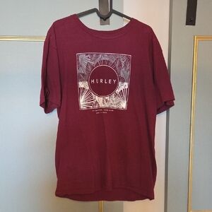 Hurley Red Short Sleeve Tee with Graphic Design